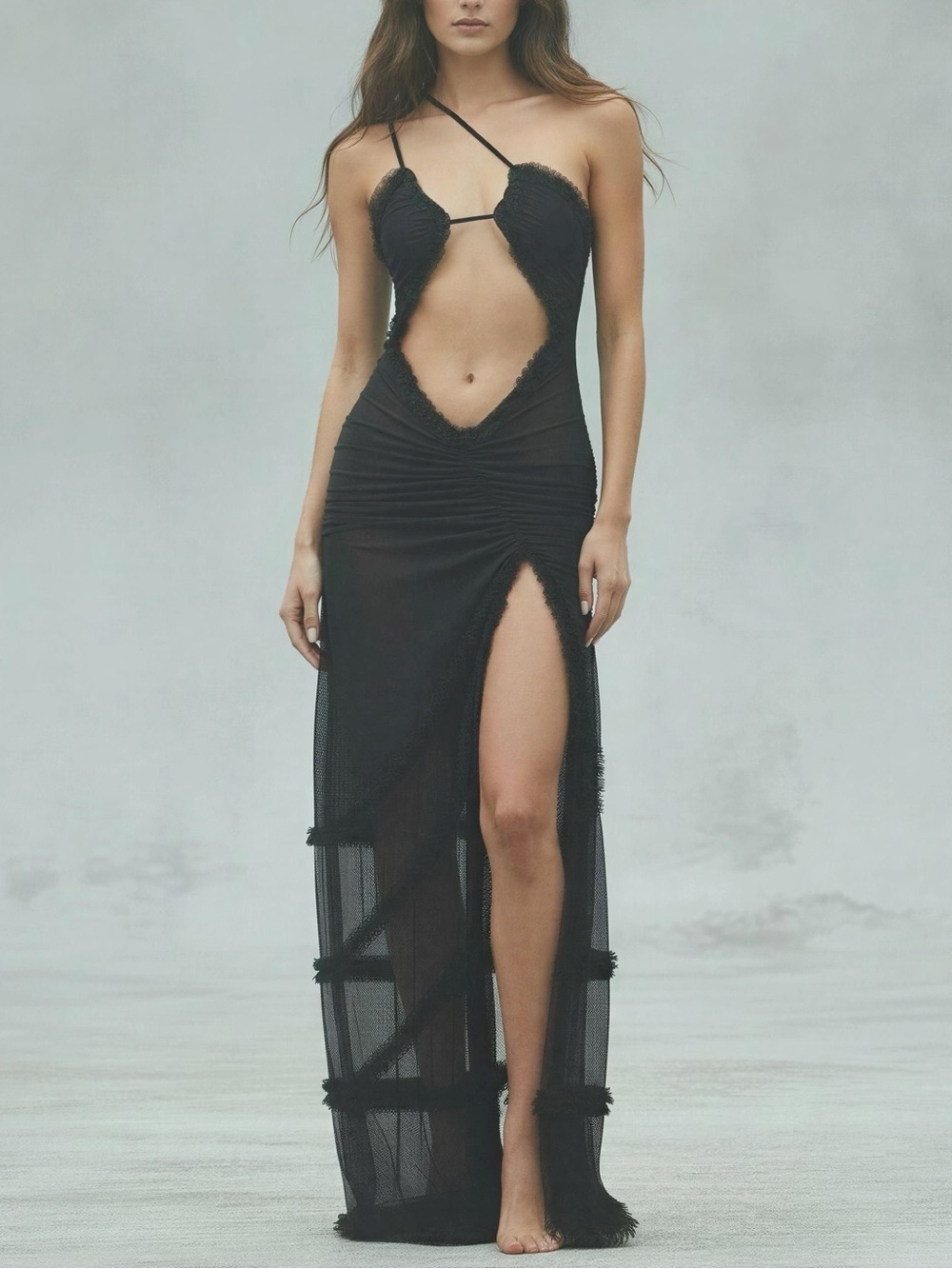 JADED LONDON Fatale Mesh Maxi Dress, Black, 6 (US) - Picture 3 of 9